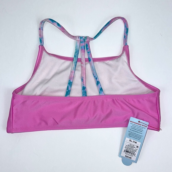 Cat & Jack Girls XL (14) Pink Tie Dye Bikini Top Racerback  Fully Lined - Picture 2 of 5
